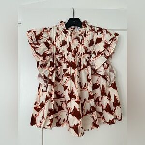 CROSBY by Mollie Burch Red and Cream Blouse